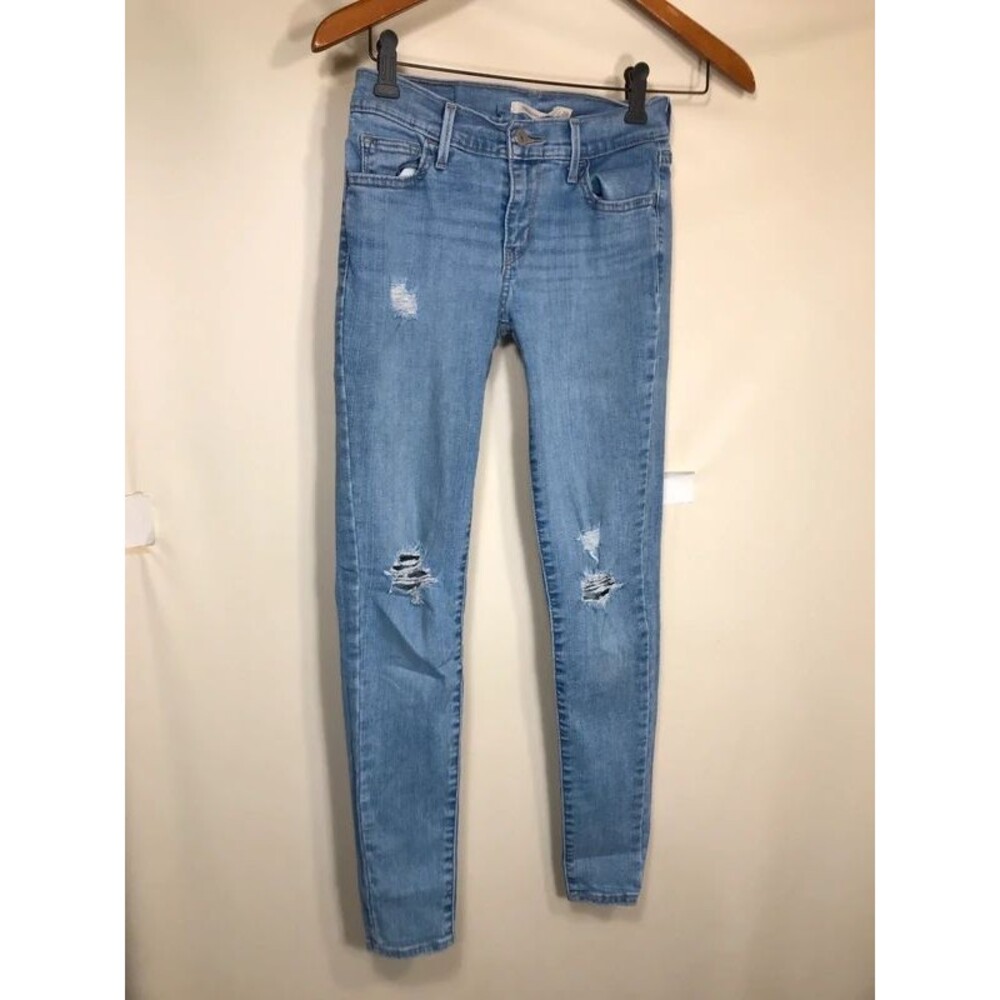 Levis 710 Denim Jeans Super Skinny Zip Fly Blue Womens 26
